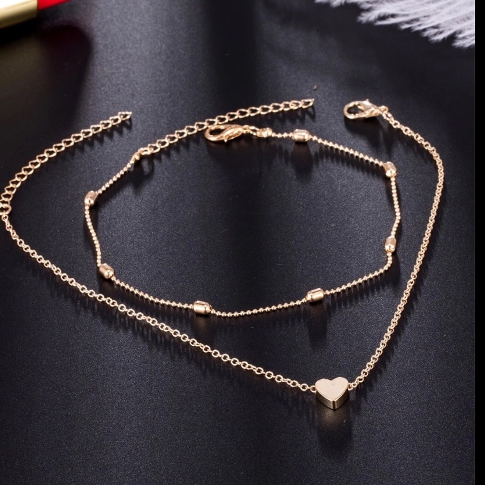 ‼️Almost gone‼️ TWO dainty gold tone anklets #ORA - Picture 2 of 4